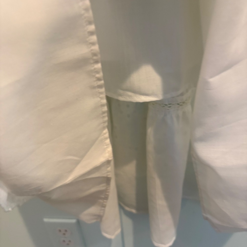Off-Shoulder White Midi Dress with Eyelet Trim - Picture 11 of 16